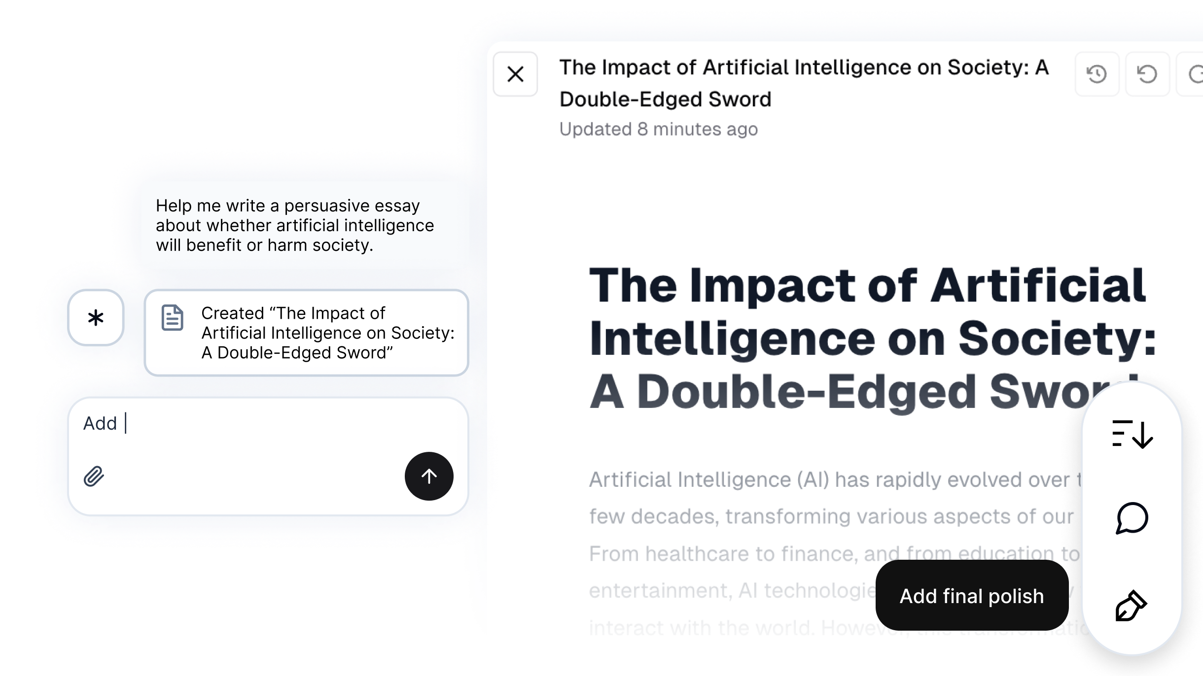 Activate the AI Homework Helper's Essay Mode to generate essays in seconds